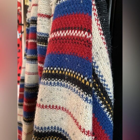 Sam Edelman Aztec Open Front Waterfall Sleeveless Striped Vest Cardigan | Medium - Picture 6 of 6